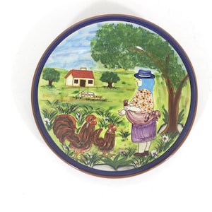 Vintage Olaria Polido & Filho Hand Painted Pottery Wall Plate Portuguese Ceramic Wall Art, Ethnic, Bohemian Portugal
