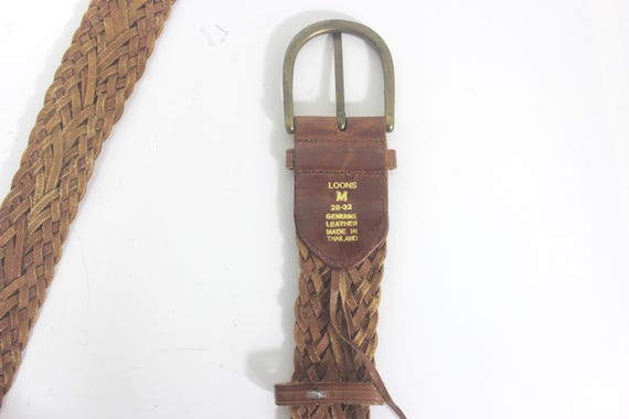 Up to 34” Wide Woven Tan Leather Brown Belt Braided With  display picture 1