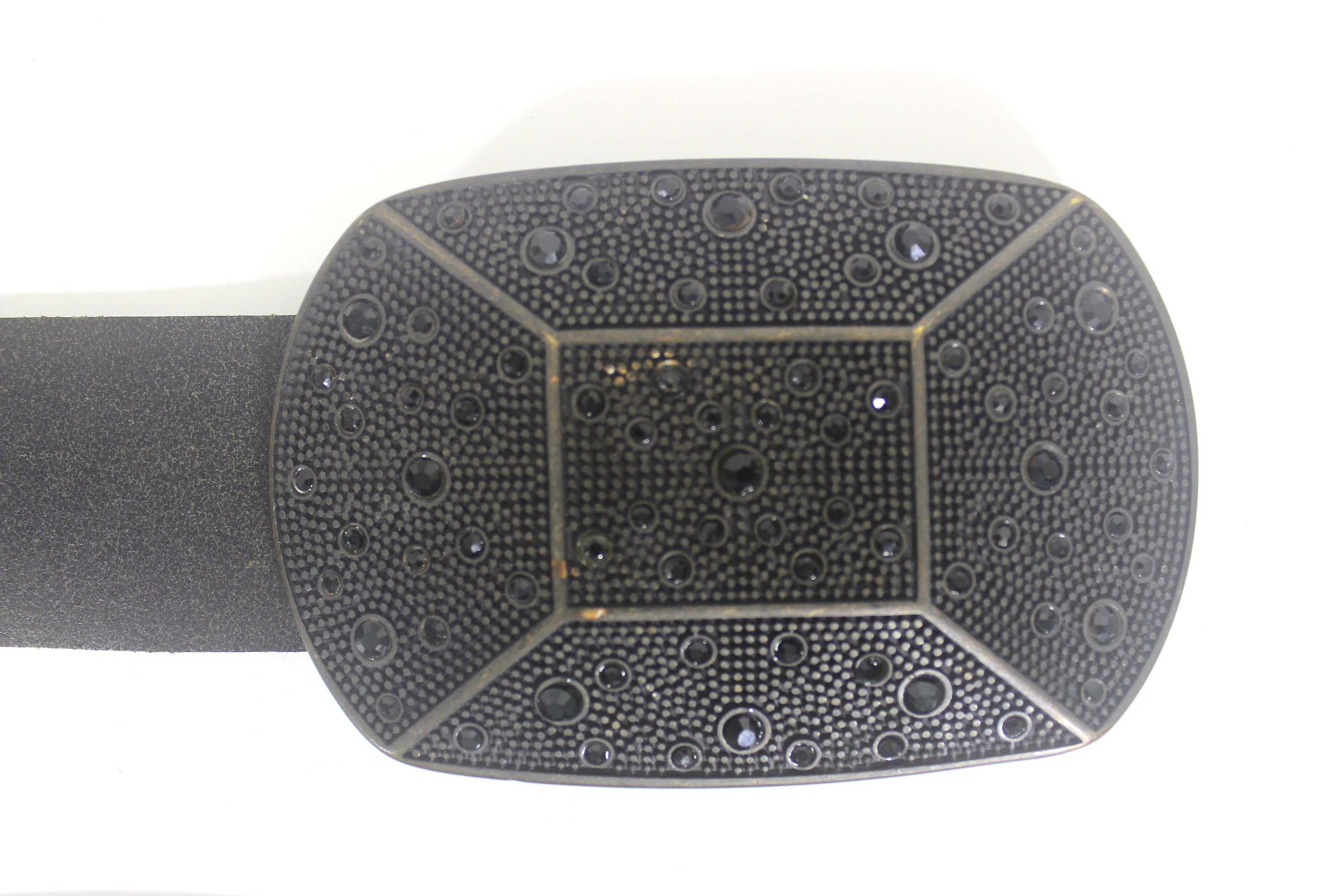 31”-36” Distressed Black Italian Leather Belt With Black  display picture 1