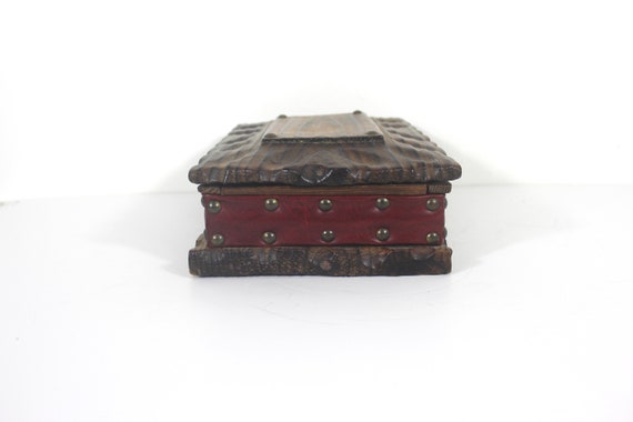 1970’s Wood and Faux Leather Box, Vintage Trinket… - image 3