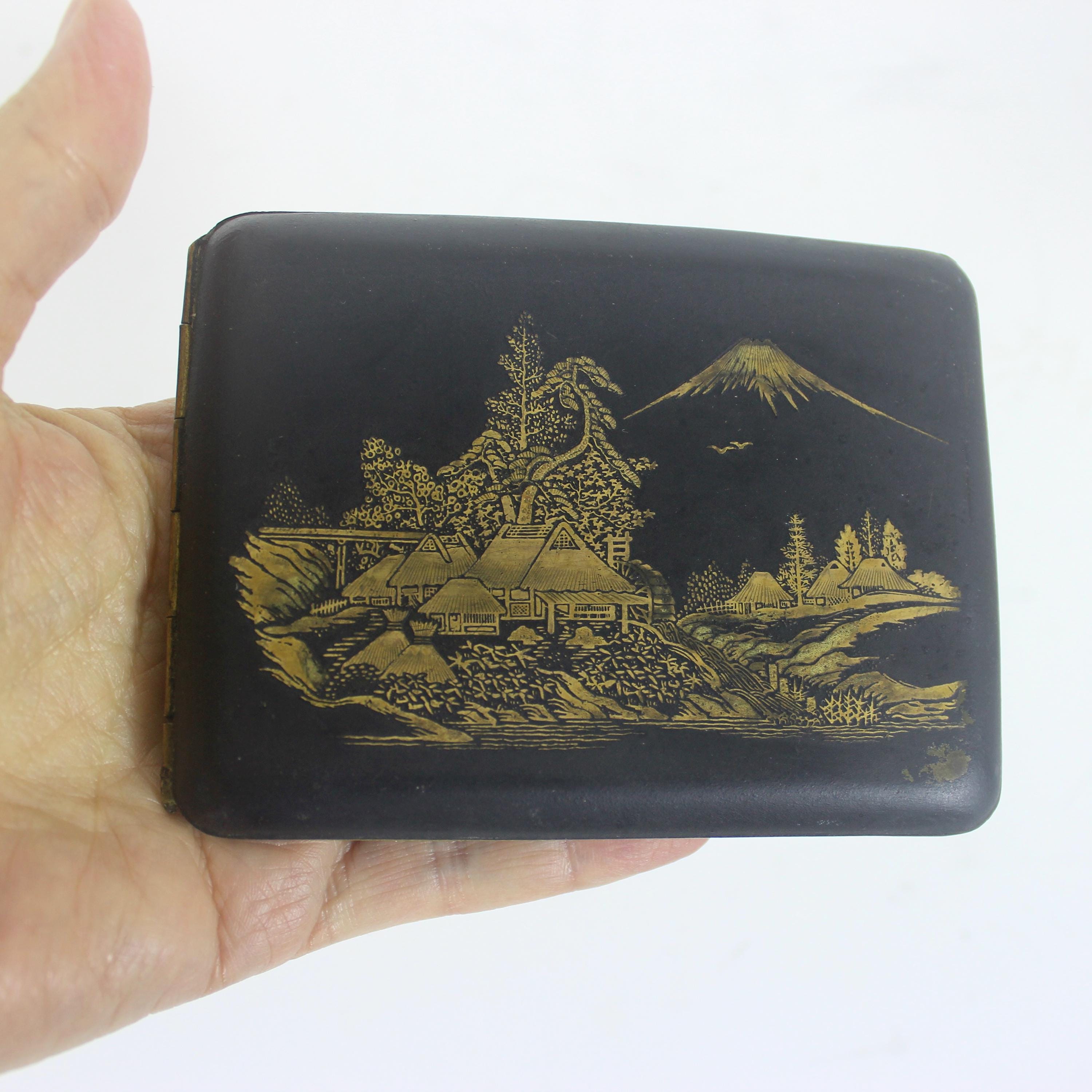 japanese cigarette case lyrics Vintage Japanese Gold and Black Cigarette Case Damascene