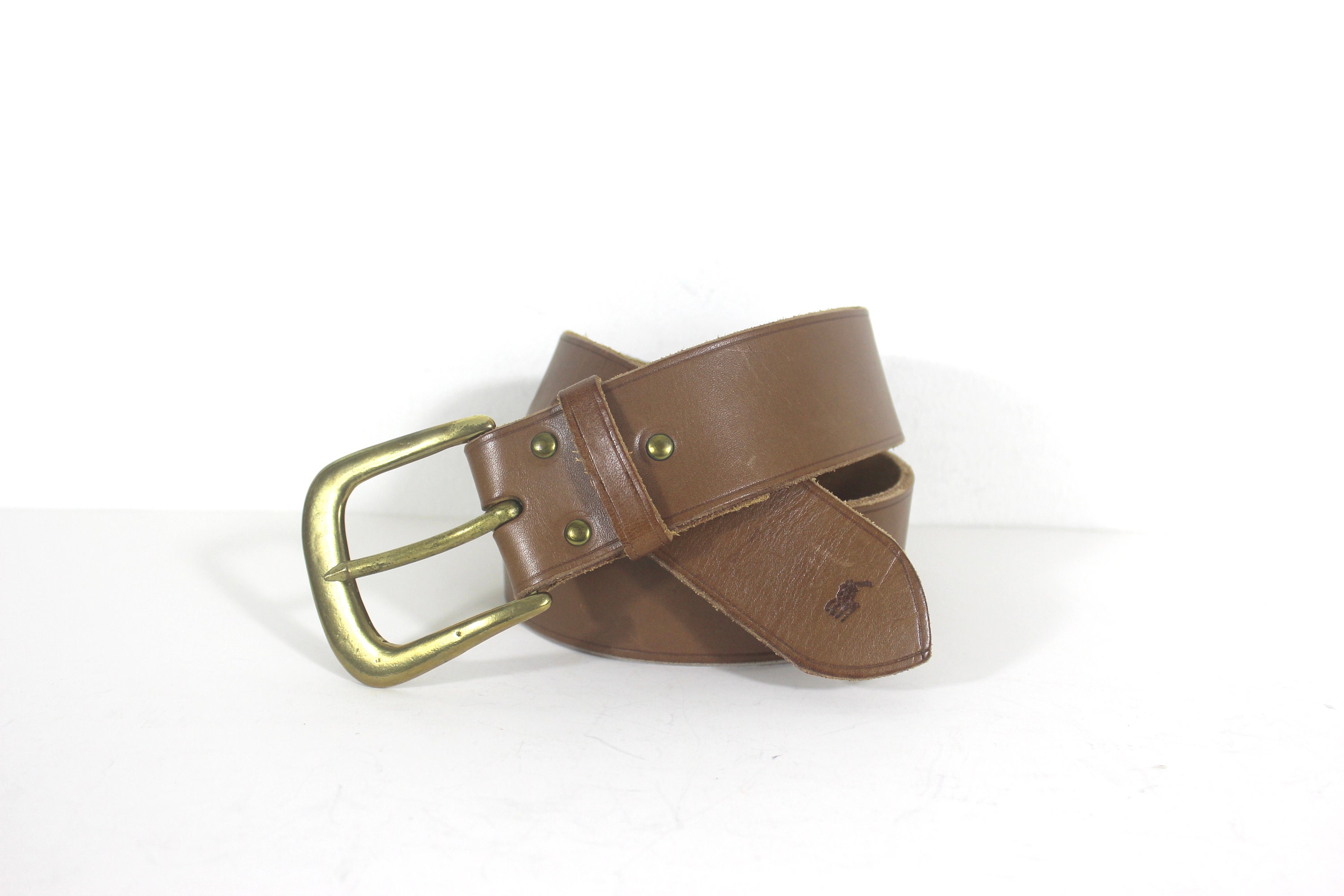 28”-32” POLO RALPH LAUREN Wide Tan Leather Belt With a  display picture 2