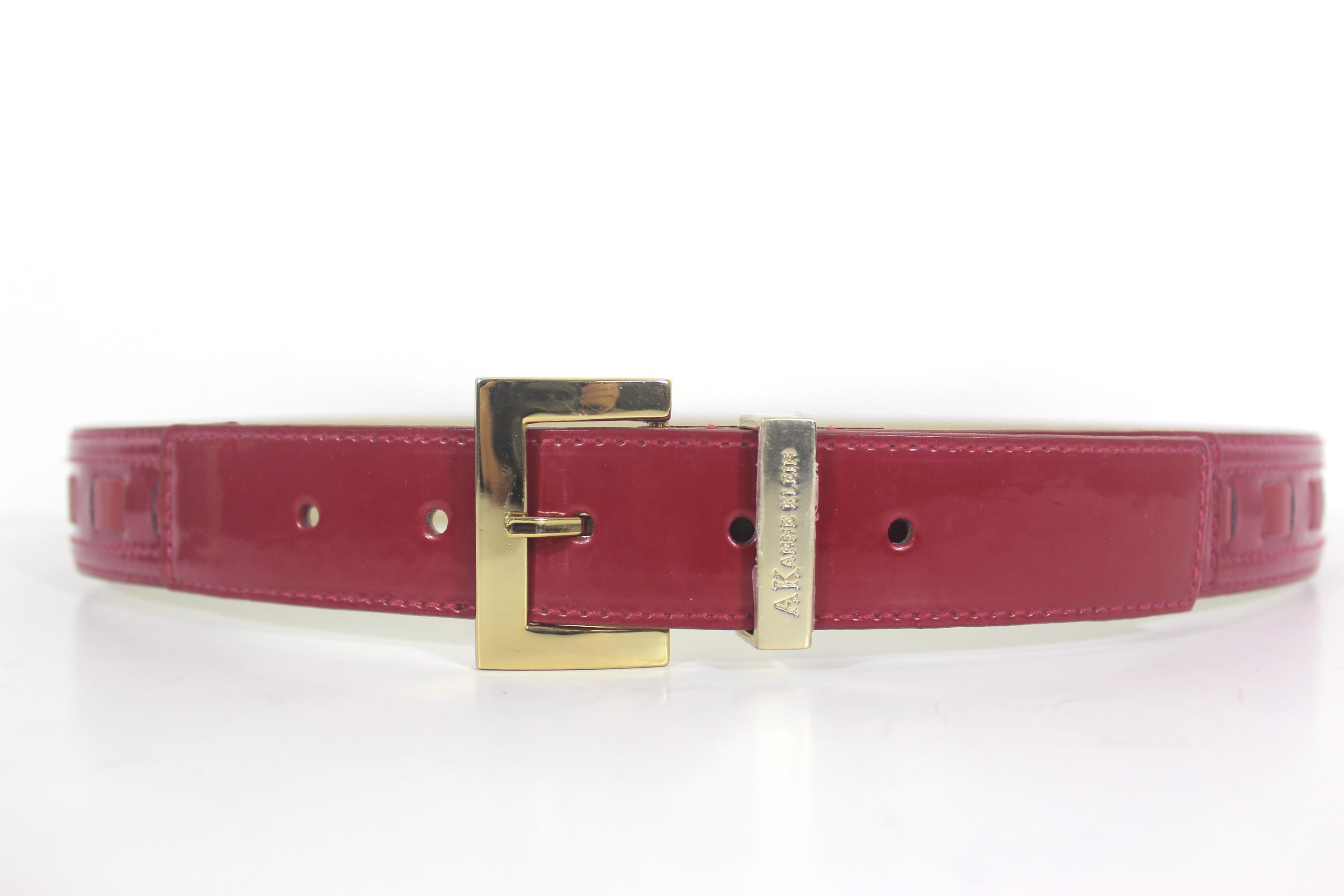 Anne Klein Red Leather Buckle Belt Patent Gold 90 main image 3