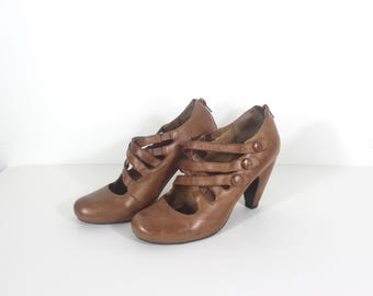 Vintage MIZ MOOZ Size 7 Scarlett Tan Leather Shoes