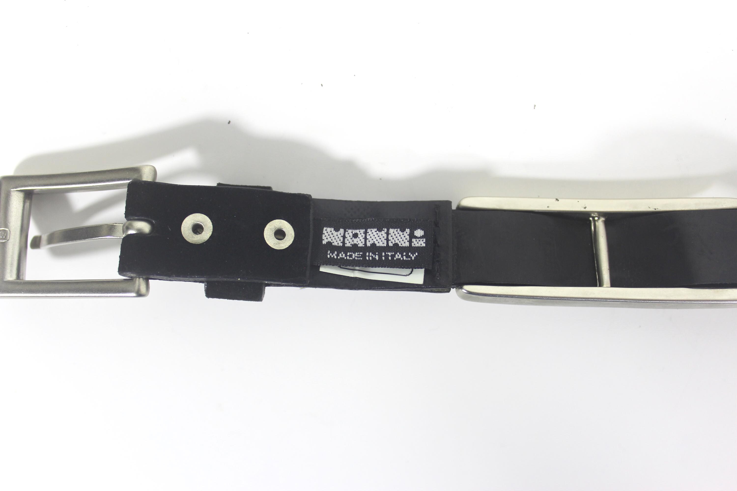 Vintage Nanni Made in Italy metal belt 30 27”-30” NANNI Italian Silver Metal and Black Suede Leather  main image 3
