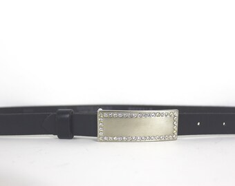 33”-37” ETIENNE AIGNER Croc Embossed Skinny Cream Leather  display picture 2