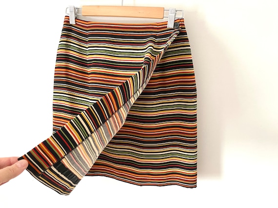 1990’s Silk Jones New York Striped Wrap Mini Skir… - image 9