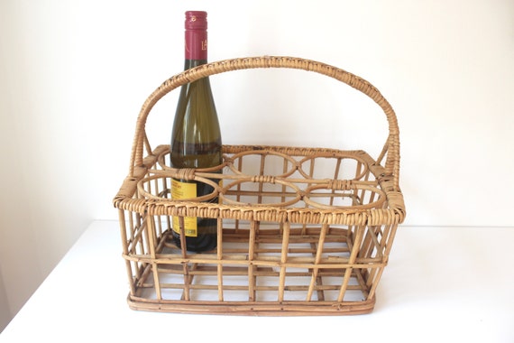 Vintage Wicker Wine Carrying Basket, Rattan Wine … - image 2
