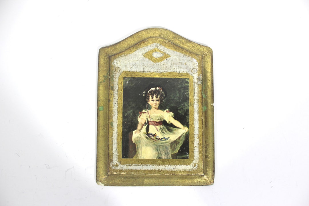 Small Vintage Italian Florentine Picture, Made in Italy Wood Art, Gilt ...