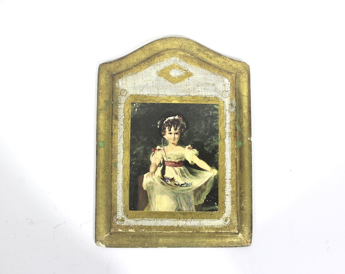 Small Vintage Italian Florentine Picture, Made in Italy Wood Art, Gilt ...
