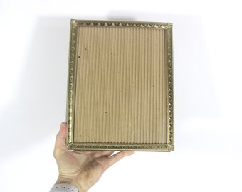 Vintage Large Rectangular Brass Picture Frame 8 x 10 Velvet Back, Table Top photograph Frame, Easel Back, Horizontal or Vertical