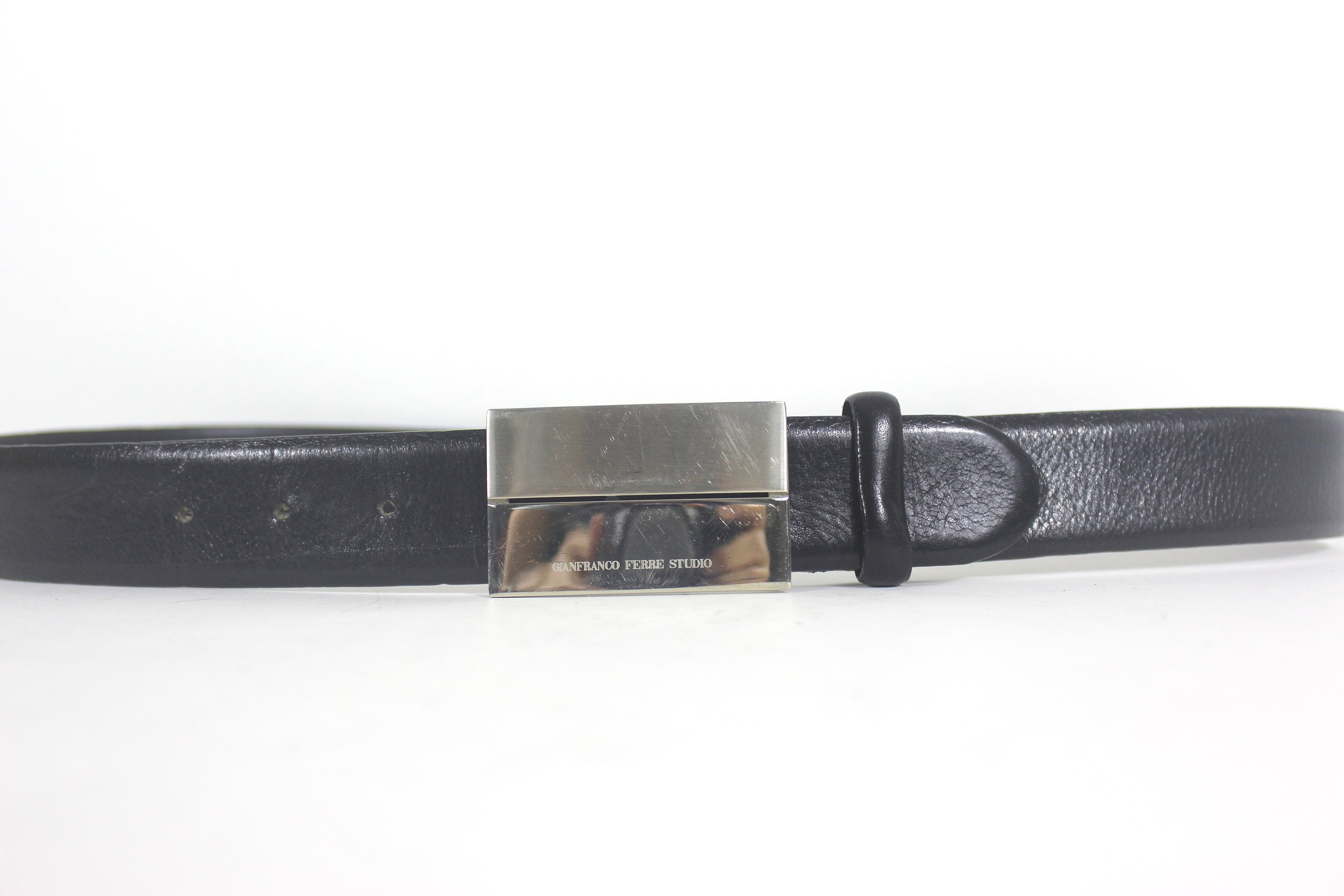 36”-40” GIANFRANCO FERRE Italian Black Leather Men display picture 1