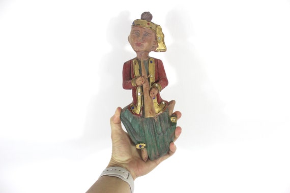 Choice Vintage Carved Wood Musician, South East Asian, Balinese, Thai or Burmese Figurine With Tiny Mirrors, Painted, Music, Wall Art - Etsy Choice Vintage Carved Wood Musician, South East Asian, Balinese, Thai or Burmese Figurine With Tiny Mirrors, Painted, Music, Wall Art - Etsy