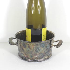 Vintage Hammered Silver Plated Ice Bucket, Champagne Pail, Wine Cooler, Planter, Patina, Indoor Planter, Pail, Kitchen Crock, Spoon Holder