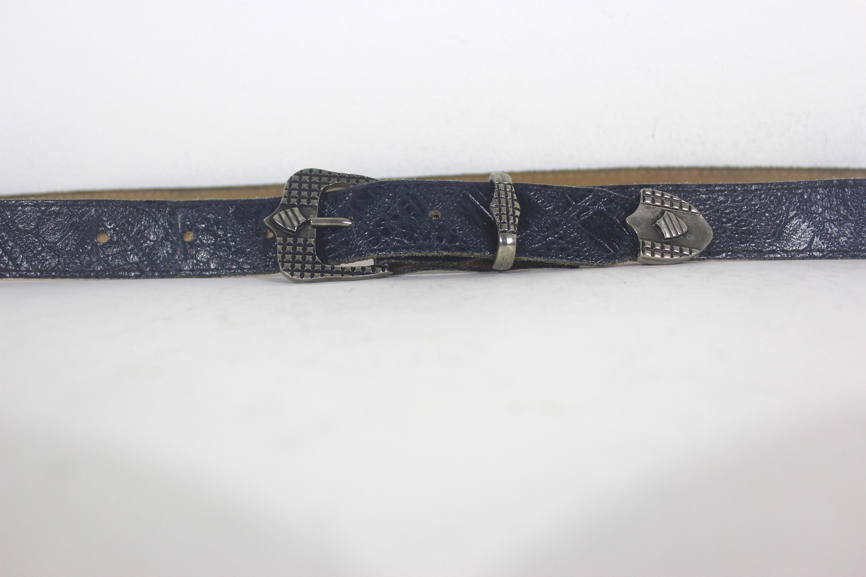 Vintage Croc Embossed Leather Belt 32.5–37\