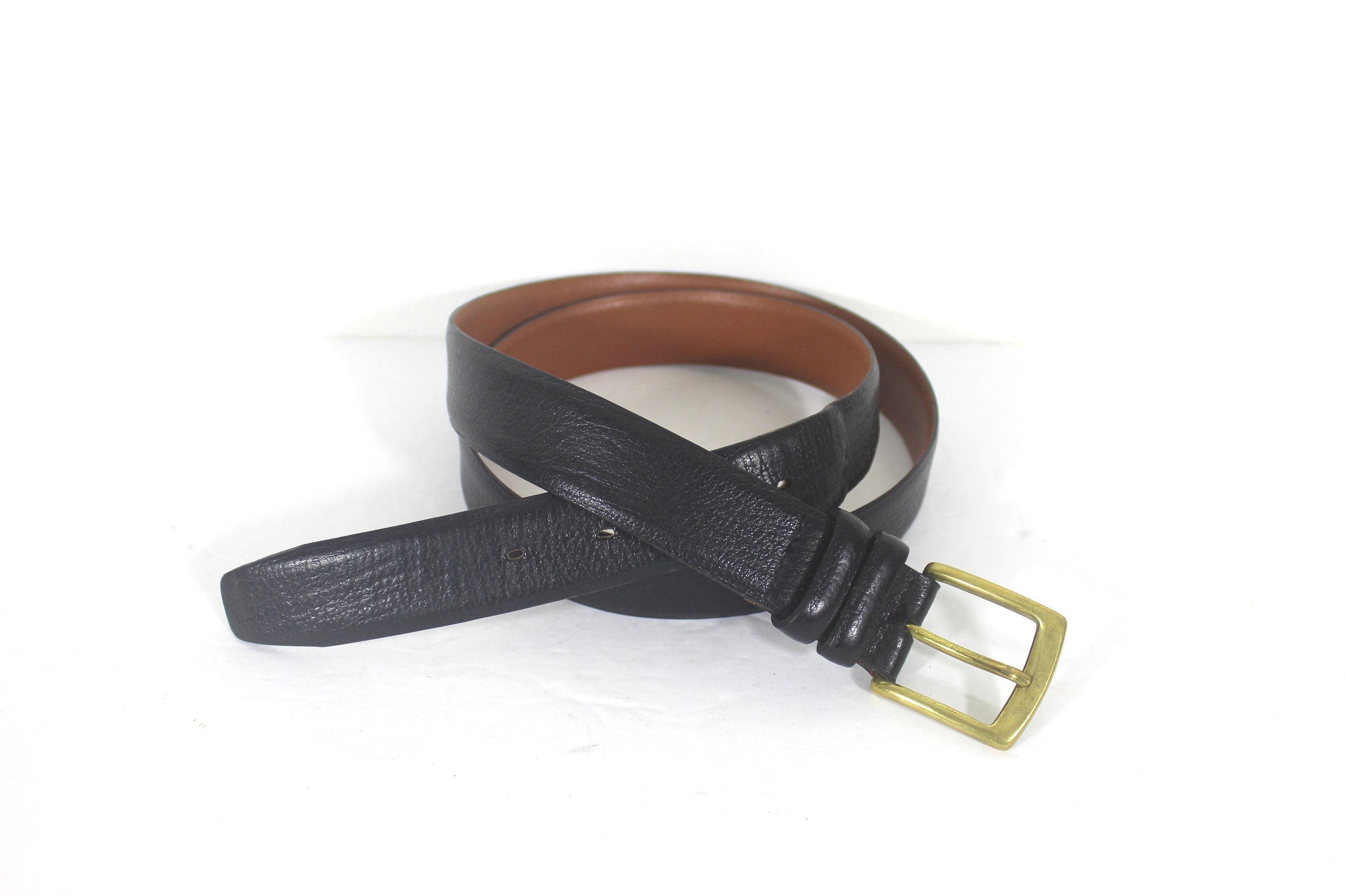 Fossil Leather Belt Brass Buckle Scallop Edges - L Amazon.com: Fossil Men main image 3