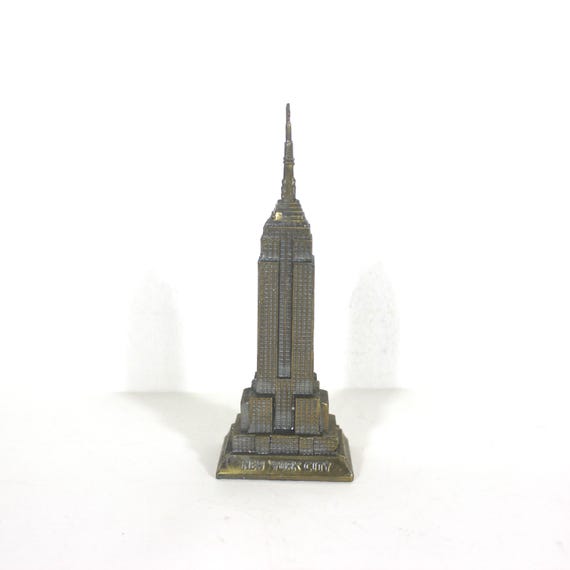 Vintage Empire State Building, Small Gold Silver Metal Souvenir of