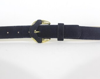 Vtg Carlisle Teal Blue Suede Leather Belt Gold Tone Buckle  display picture 1
