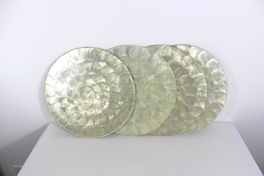 Vintage Capiz Shell Placemats With a Golden Shimmery Patina Trivets Set ...