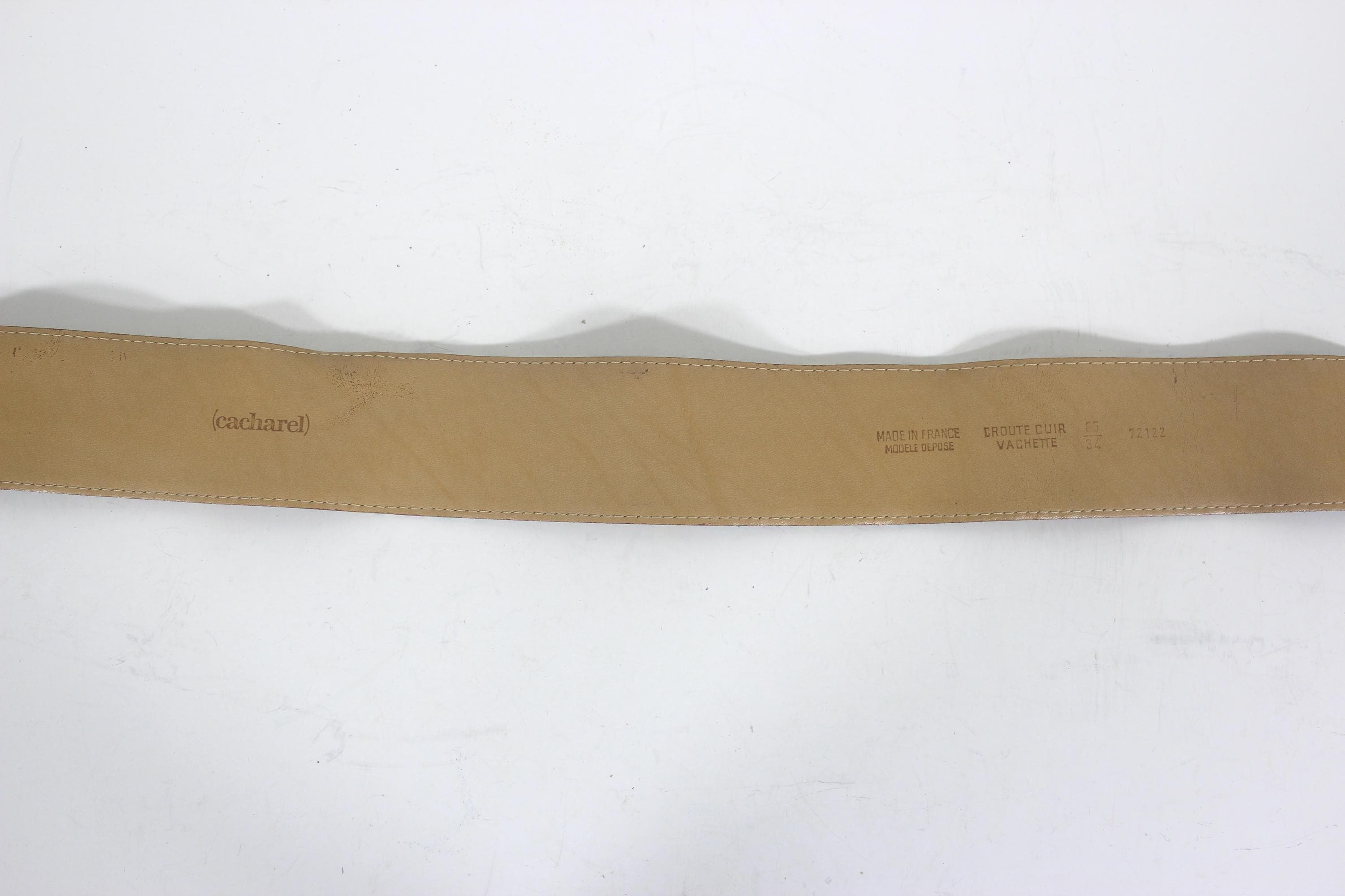 Cacharel Authentic 100%  Fine Leather Belt France 30”-34” Vintage CACHAREL Made in France Leather Belt Striped  main image 2