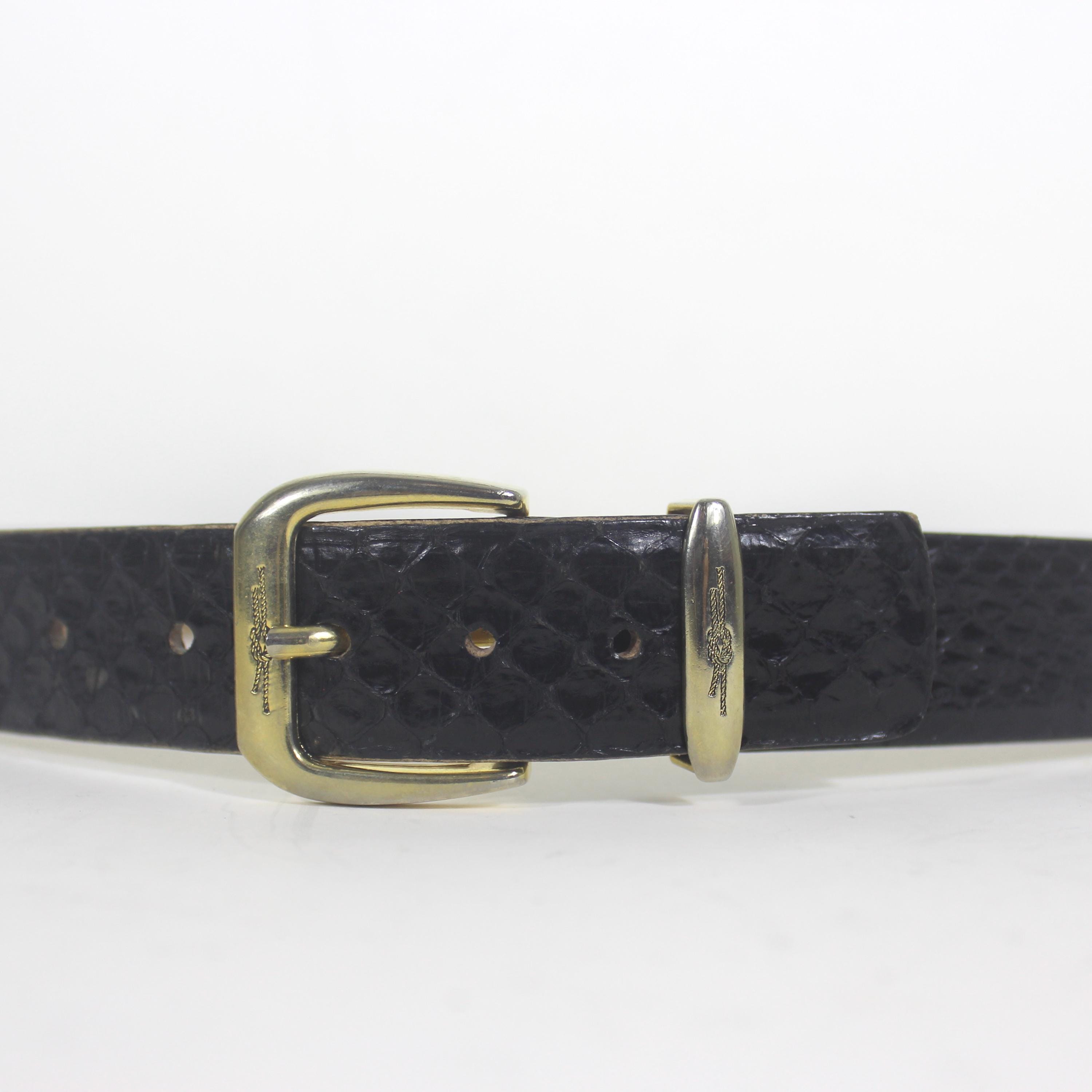 31”-36” Vintage Black Genuine Snake Skin Reptile Leather 