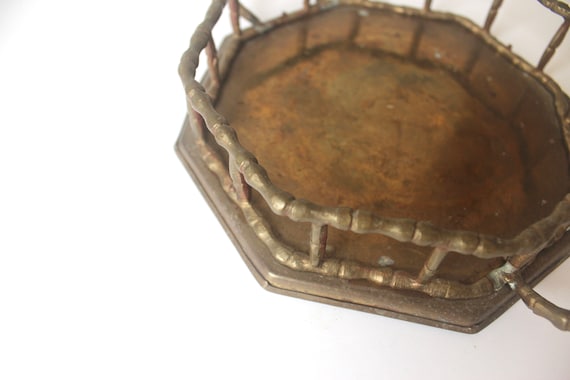 Small Vintage Brass Faux Bamboo Tray, Octagonal Gallery Tray With Edge and  Handles Serving Tray, Drinks Gold With Patina, Chinoiserie -  Norway