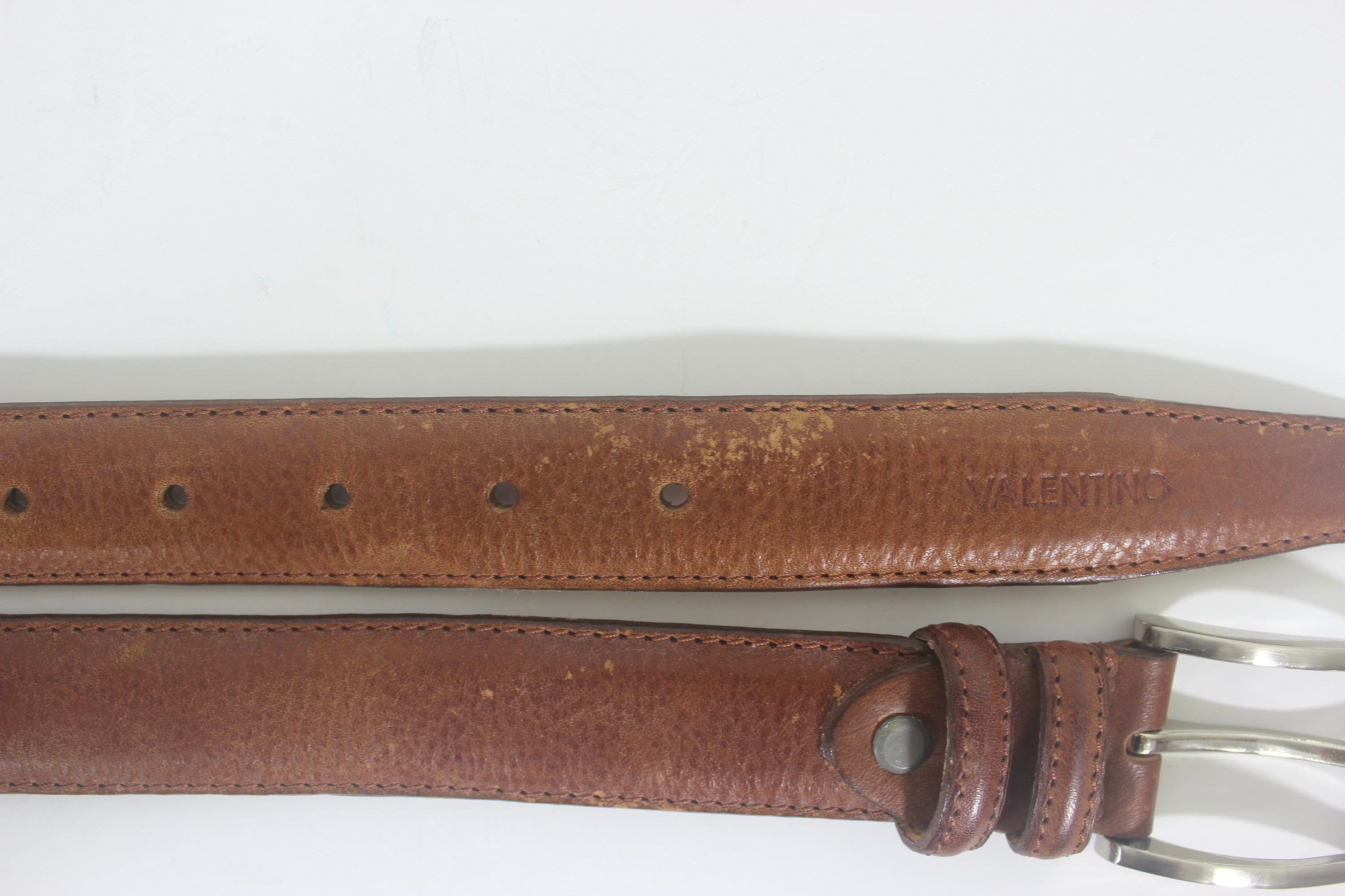 41”-45” Vintage VALENTINO Italian Tan Leather Belt With