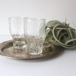 Set of Two Iittala Aslak Style Glasses, Small Ice Texture Scandinavian Mid Century Modern Pair of Juice Glasses or Cocktail, Clear