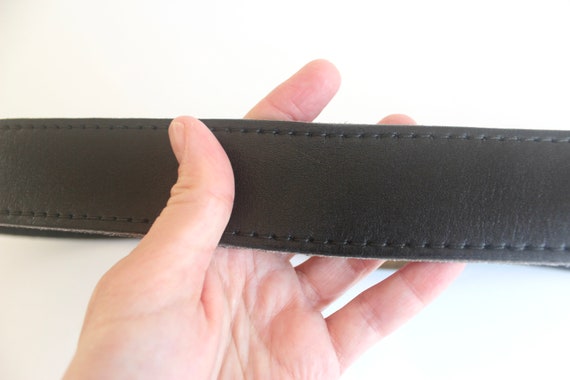 Vintage Smooth Thick Black Leather Belt, Size Med… - image 8