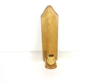 Single Vintage Mid Century Modern Wood Candle Holder Wall Sconces with One Arm, Single Arm Sconce Candle Holder MCM