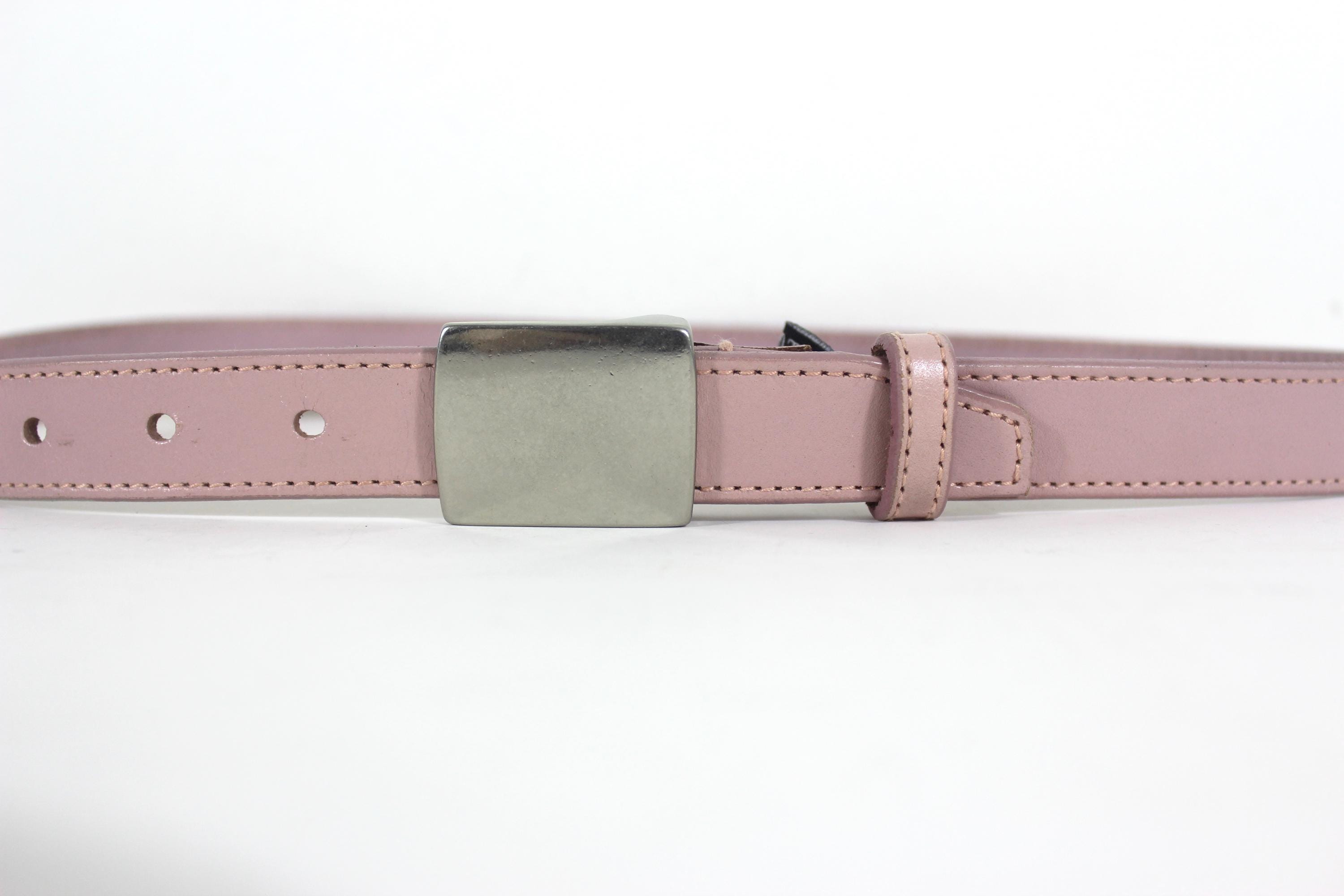 28”-32” Narrow Pink Leather Belt With Silver Buckle - Etsy
