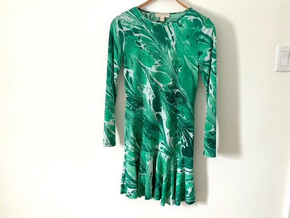 1990's Michael Kors Vintage Green Dress Florentine Marbled Paper Pattern, Graphic Design, Fun Funky Size Small S, Ladies Shift Dress Tunic - Etsy 1990's Michael Kors Vintage Green Dress Florentine Marbled Paper Pattern, Graphic Design, Fun Funky Size Small S, Ladies Shift Dress Tunic - Etsy
