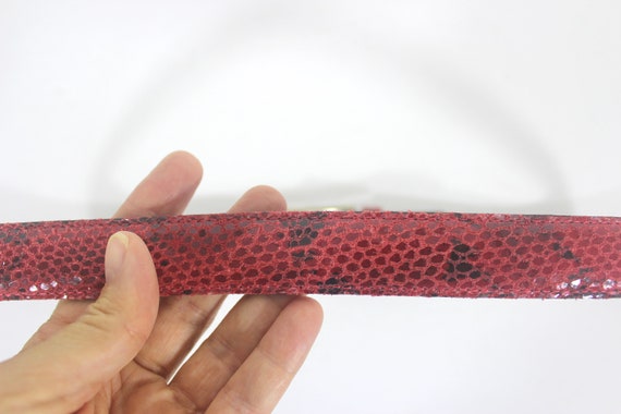28”-32” Vintage Red Black Genuine Leather Snakesk… - image 8