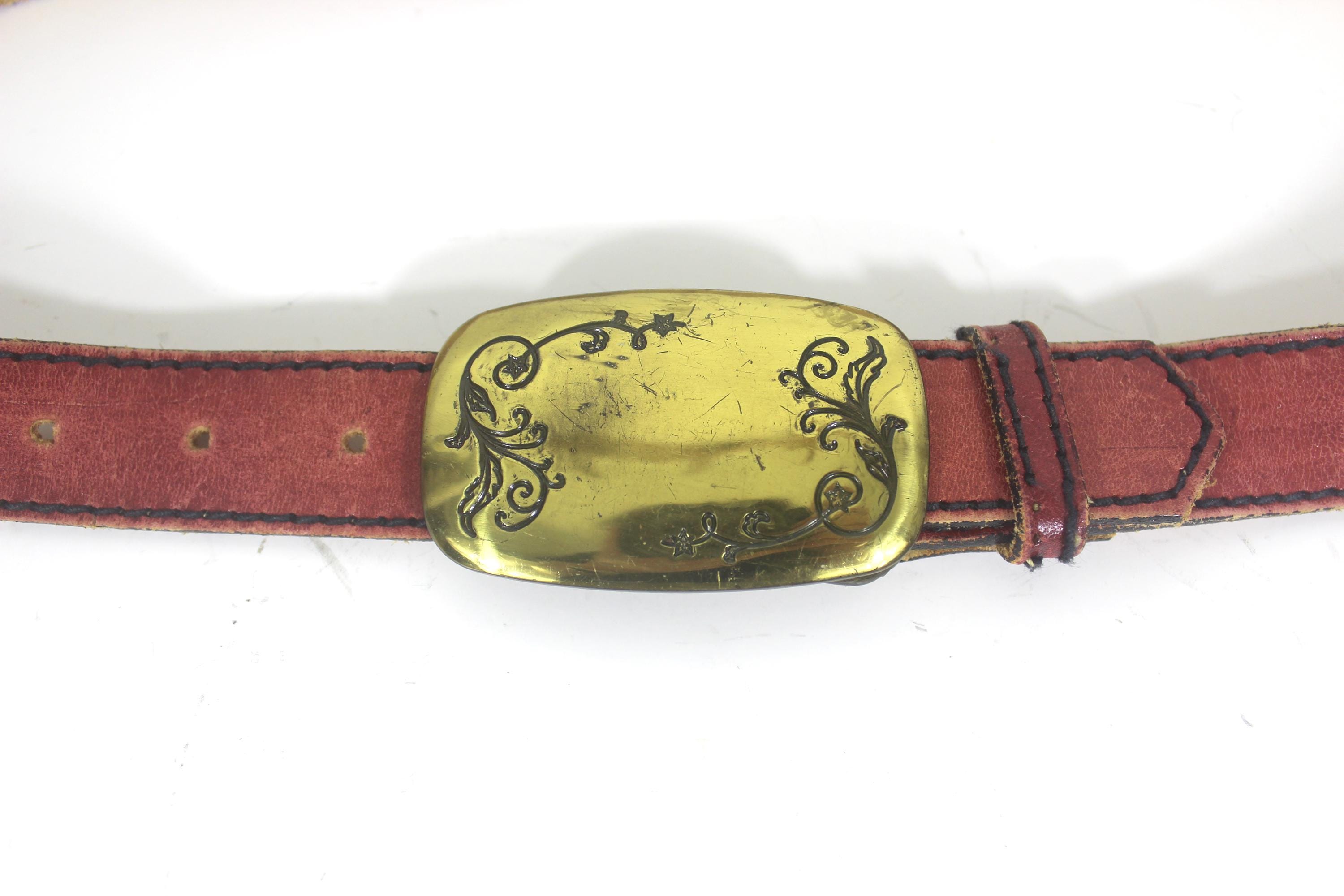 Vintage Italian Black and‎ Red Fabric Belt with Gold Buckle Sz. S Italian Belt Vintage - Etsy main image 2