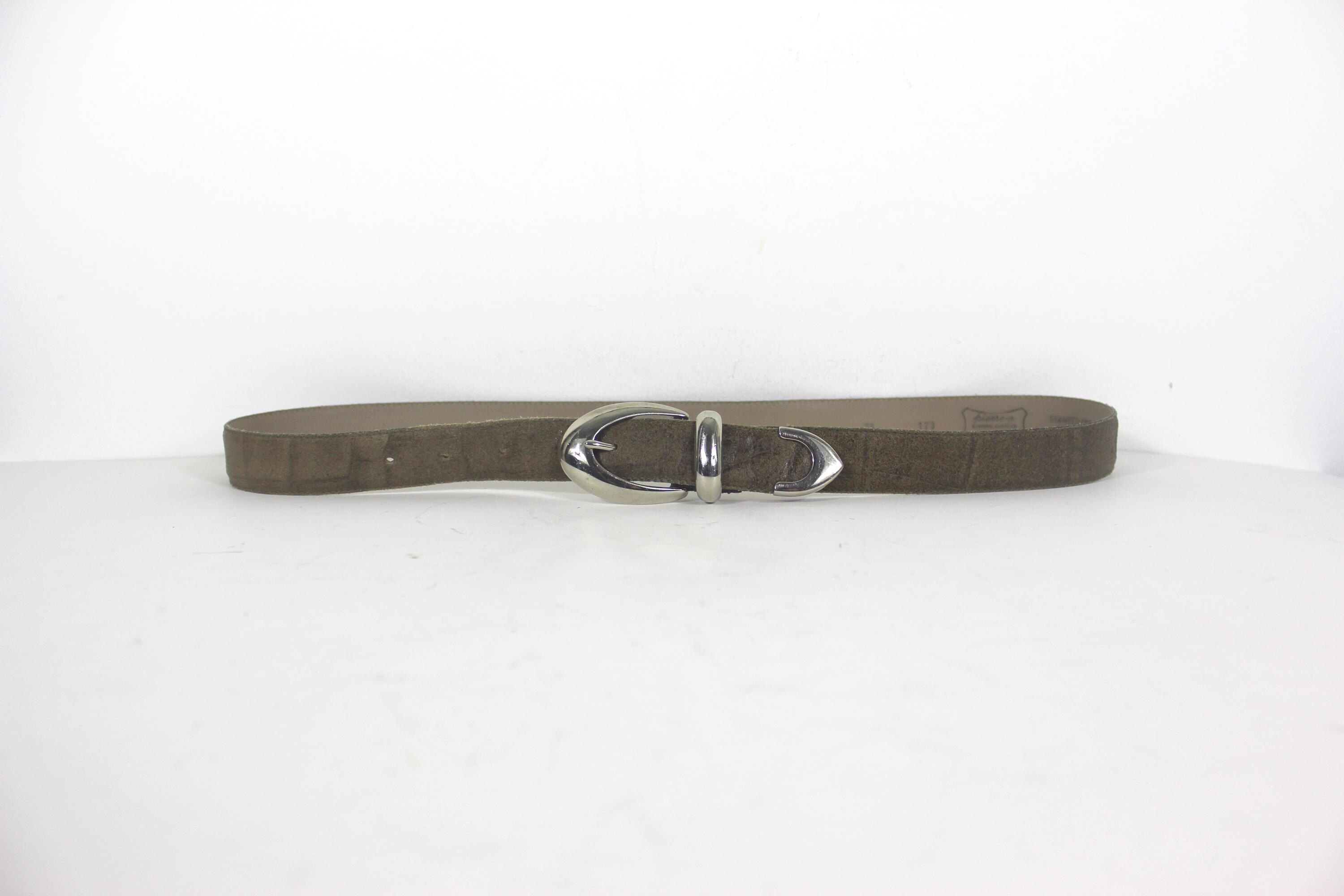 34”-38” Italian Khaki Green Gray Croc Embossed Western 