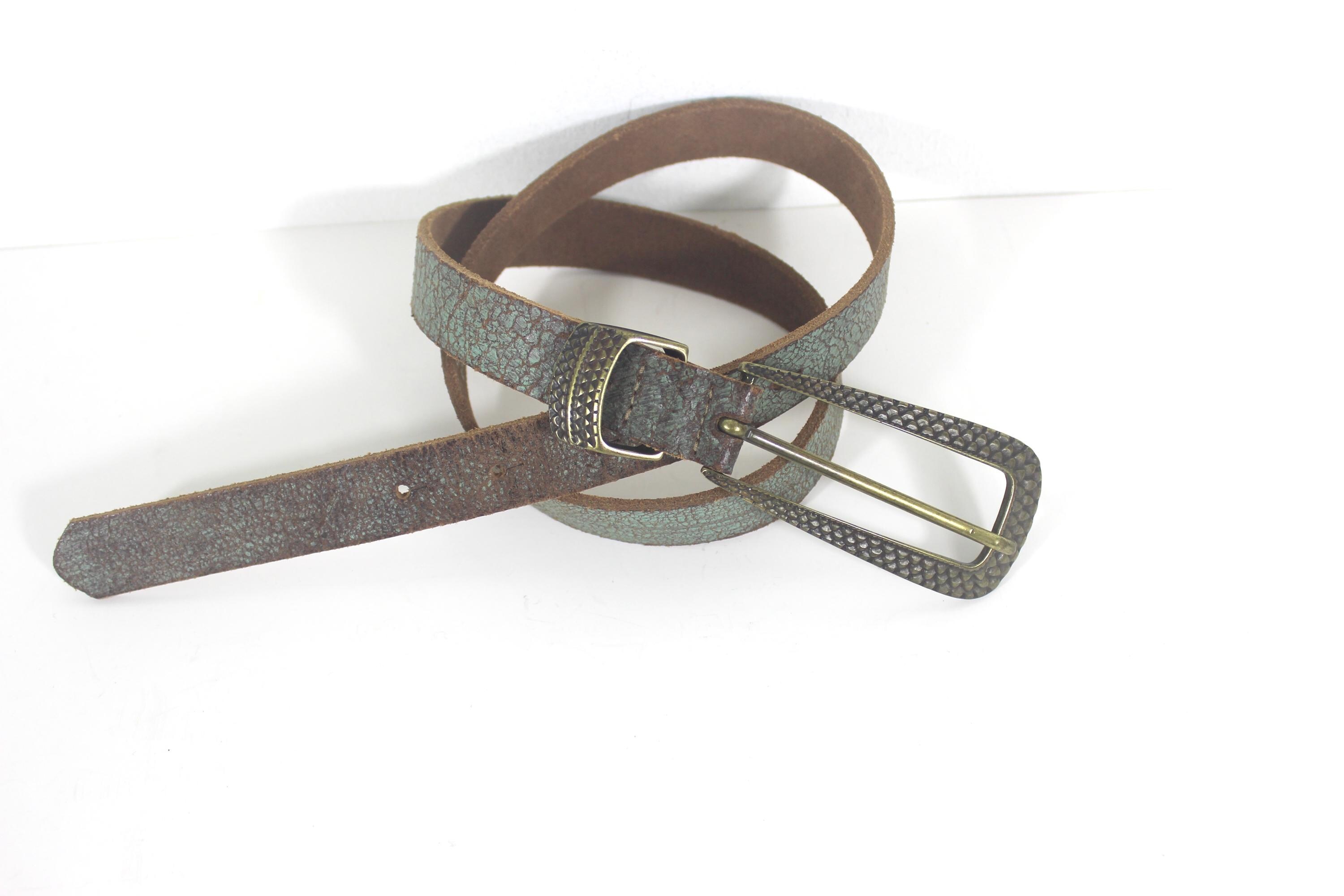28”-32” PUNTO FIBBIA Italian Leather Belt Painted Green 