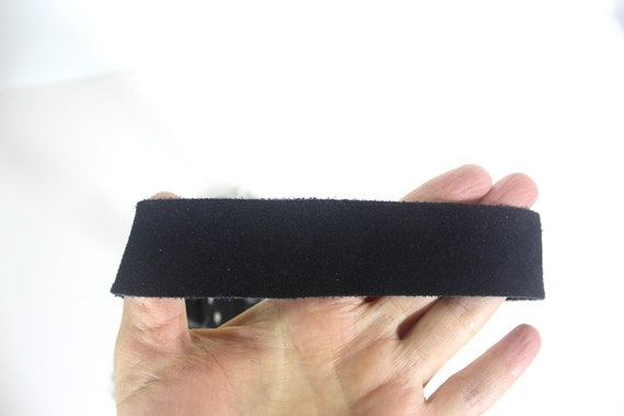 Vintage Black Suede Leather Tie Belt with Silver … - image 9