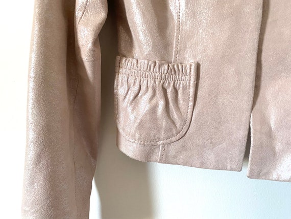 90’s Danier Vintage Shimmery Pink Sueded Leather … - image 6