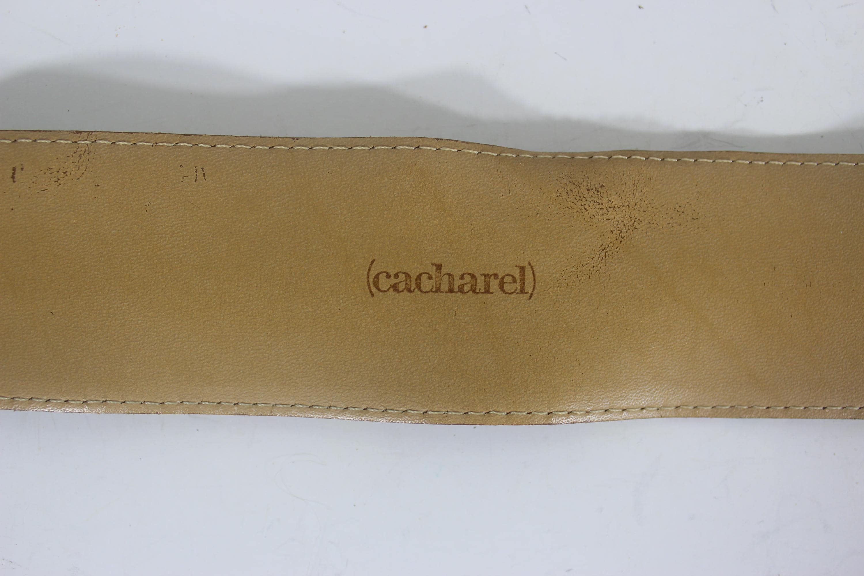 30”-34” Vintage CACHAREL Made in France Leather Belt Striped  display picture 2