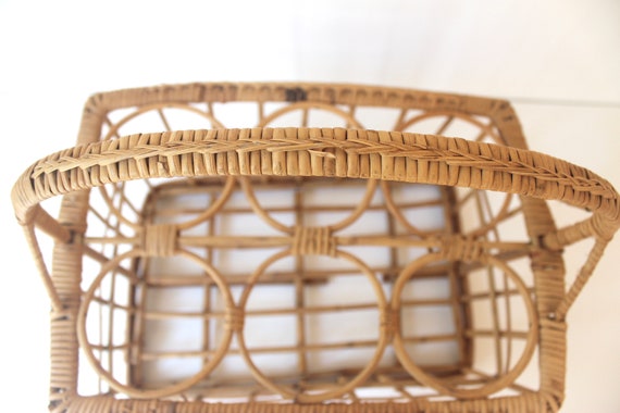 Vintage Wicker Wine Carrying Basket, Rattan Wine … - image 6