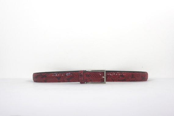 28”-32” Vintage Red Black Genuine Leather Snakesk… - image 3