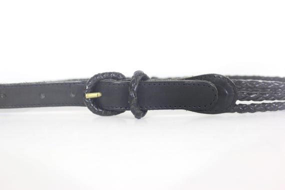 27”-32” Skinny Braided Black Leather Belt With Braided  display picture 1