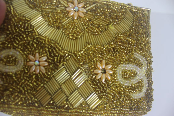 Vintage Gold Glass Beaded Clutch Purse, Evening V… - image 7