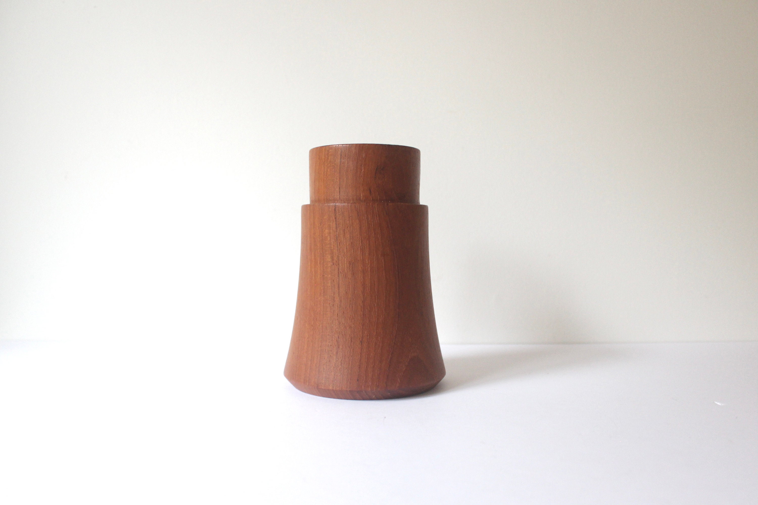 Dansk Mid Century Modern Teak Wood and Brass Candle Holder, Danish ...
