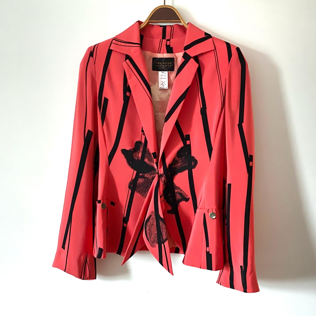 1990's Christian Lacroix Paris 100% Silk Jacket Coral Pink and