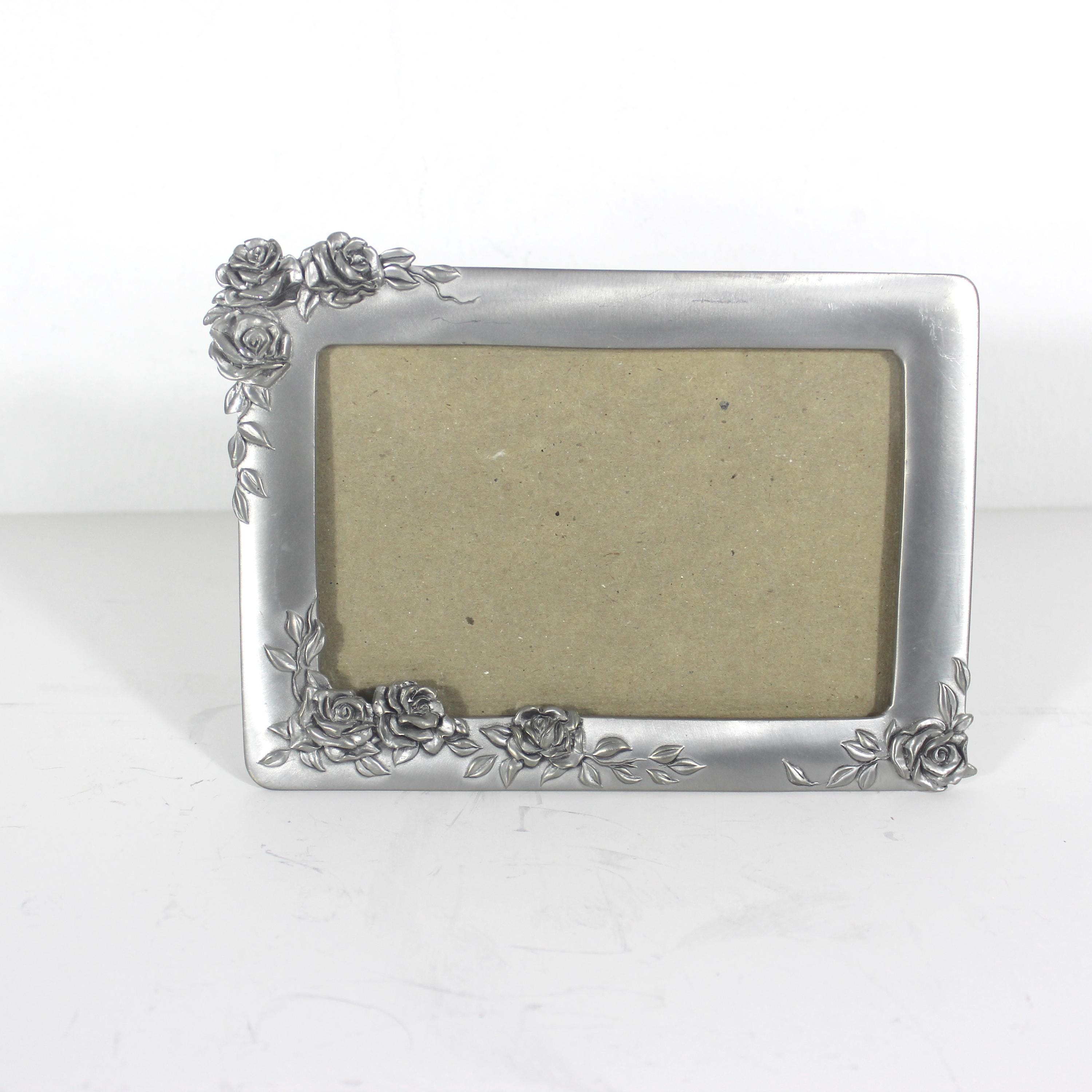 Seagull ファインピューター フォトフレーム 4x6 Pewter Picture Frame 4” X 6” Seagull Canada Rose Floral, Vintage