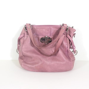 Vintage Laura Di Maggio Italian Pink Leather Purse with Silver Hardware Designer Gianni Notaro Made in Italy Dimaggio