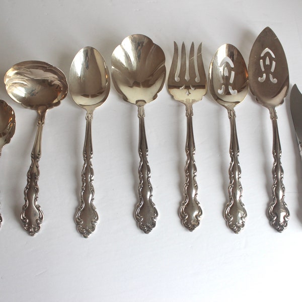Choice 1969 Modern Baroque Serving Pieces Silver Plate Plated by Oneida Community Silver Flatware, Cutlery, Hostess Entertaining Replacement