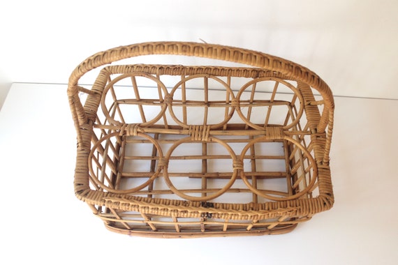 Vintage Wicker Wine Carrying Basket, Rattan Wine … - image 3