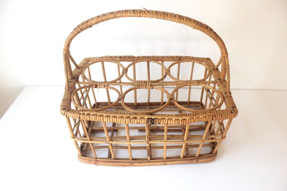 Vintage Wicker Wine Carrying Basket, Rattan Wine … - image 4